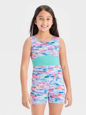 NEW Girls' Dance Brushstrokes Biketard - Cat & Jack Abstract XS 4/5